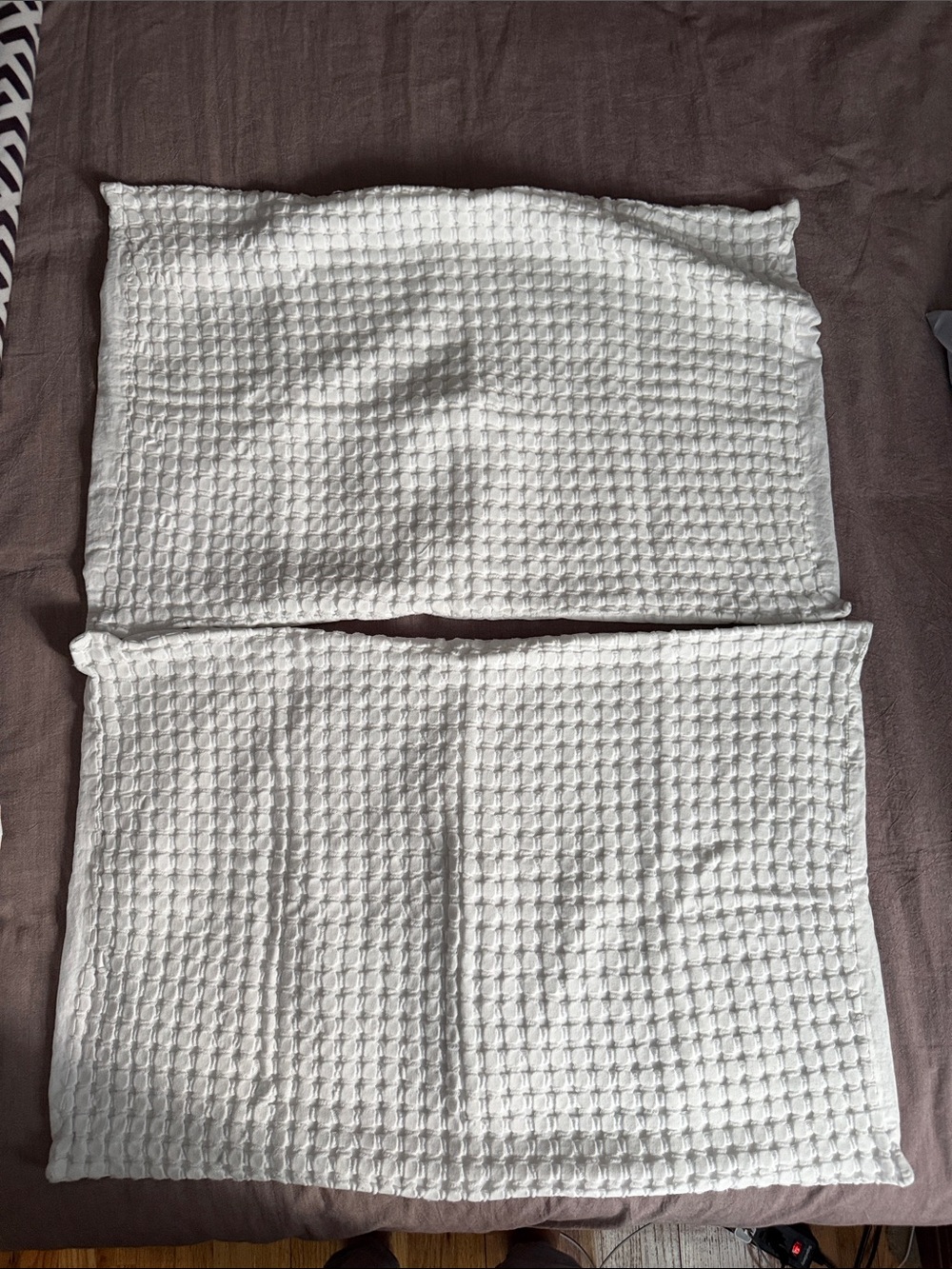 DKNY White Waffle Texture Pillow Sham Pair
